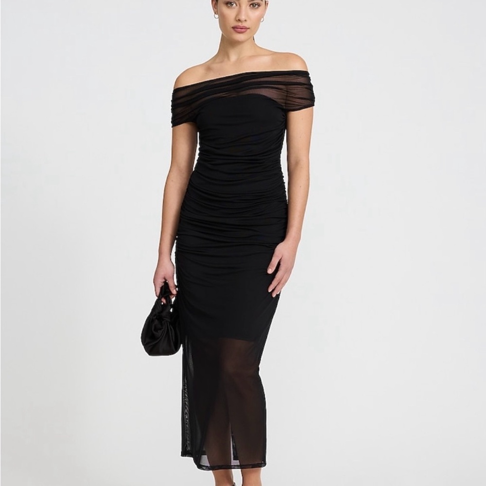 NWT Mesh Elegant Black Off-Shoulder Dress